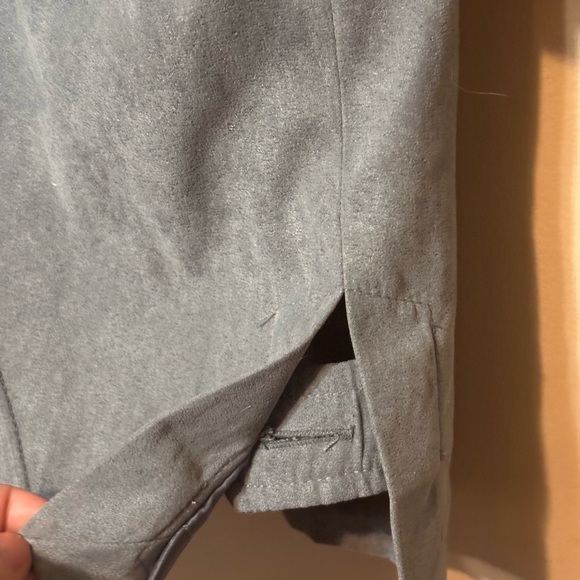 FEN-NELLI Vintage Suede-Like Dusty Blue Hooded Coat - Picture 6 of 7